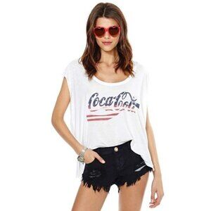 NEW Chaser x Coca Cola Logo Coke USA Flag Burnout Oversized Muscle Tee Sz. XS